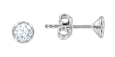 Product image 1 of the product “Stud Earrings “Solitaire in Bezel Setting” in 925 Sterling Silver with Cubic Zirconia, Ø 5 mm ”