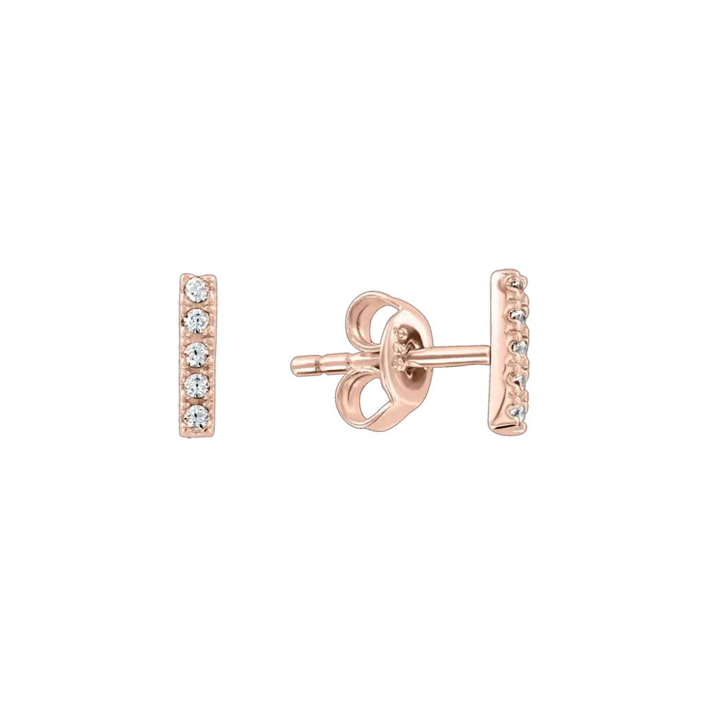 Artikelbild 1 des Artikels “Ohrstecker „Steg mit Steinreihe“ aus 925 Silber vergoldet mit Zirkonia “
