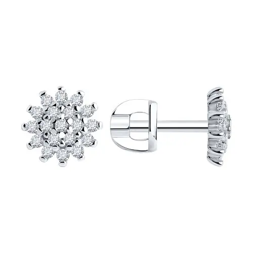 Product image 1 of the product “Stud Earrings “Star Flower of Stones” in 925 Sterling Silver with Cubic Zirconia ”