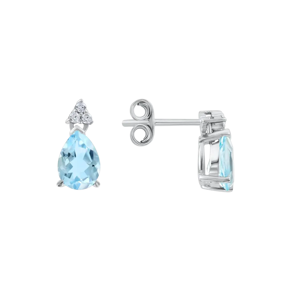 Product image 1 of the product “Stud Earrings “Topaz Drop with Cubic Zirconia” in 925 Sterling Silver with Cubic Zirconia and Topaz ”