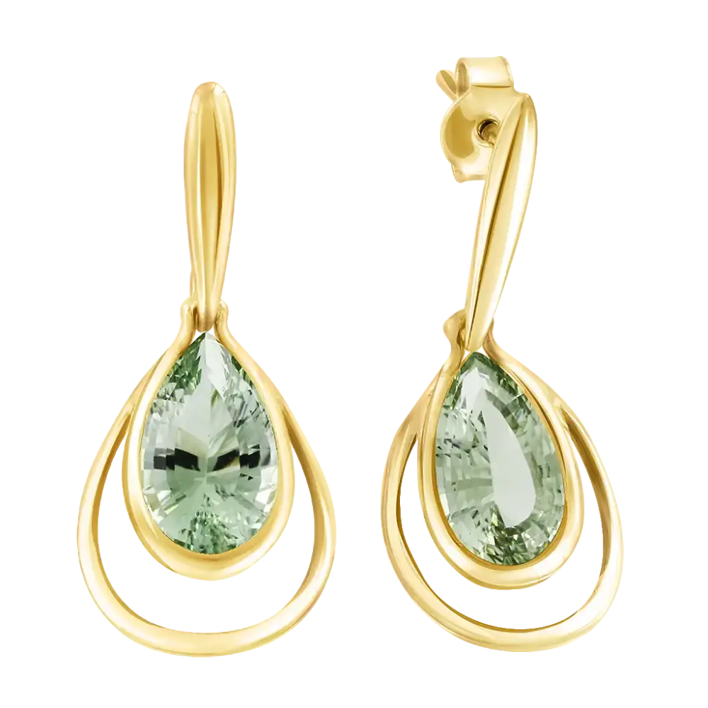 Product image 1 of the product “Stud Earrings “Teardrop in Frame” in 585 Yellow Gold with Amethyst ”