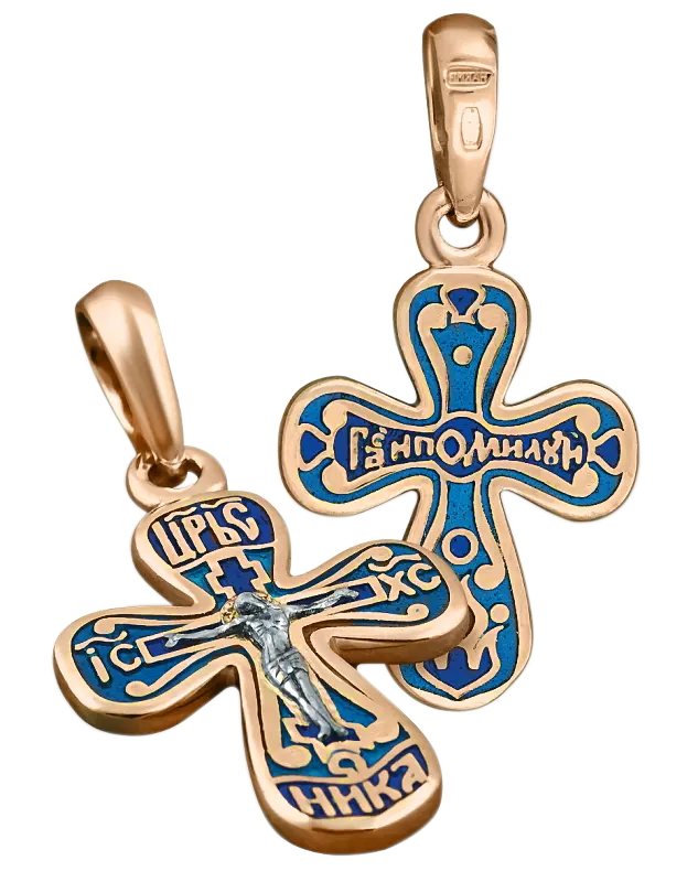 Artikelbild 1 des Artikels “Orthodoxe Kreuz-Anhänger Kreuzigung Christi 925 Silber mit Rotgold vergoldet 999 mit Emaille, Höhe 32 mm “
