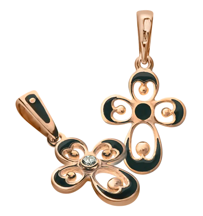 Artikelbild 1 des Artikels “Orthodoxer Kreuz-Anhänger „Emaille mit Goldornament“ aus 925 Silber vergoldet, Höhe 25 mm “