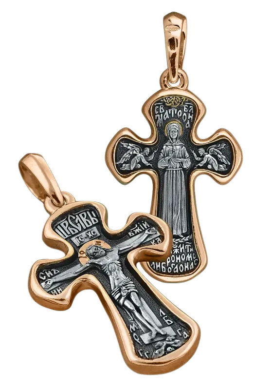 Artikelbild 1 des Artikels “Orthodoxe Kreuz-Anhänger Kreuzigung Christi,  Heilige Matrona 925 Silber mit Rotgold vergoldet 999 “