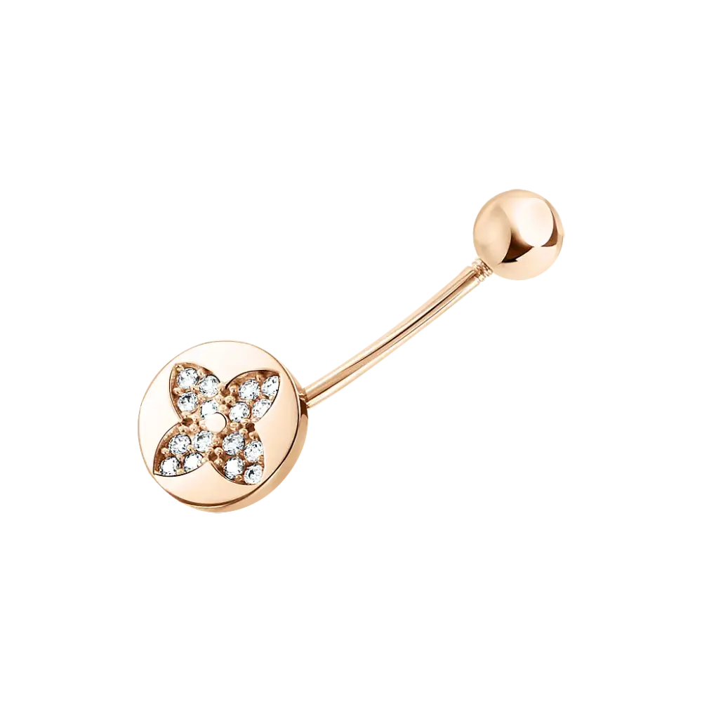 Artikelbild 1 des Artikels “Piercing „Stab mit Vierblatt“ aus 585 Rotgold mit Zirkonia “