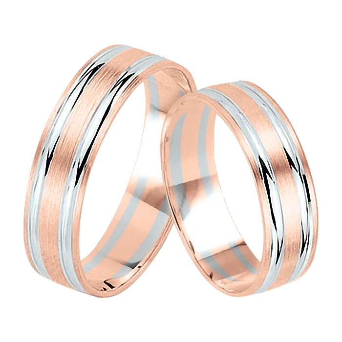 Product image 1 of the product “Wedding Ring “With Lengthwise Grooves” in 585 Two-Tone Gold ”