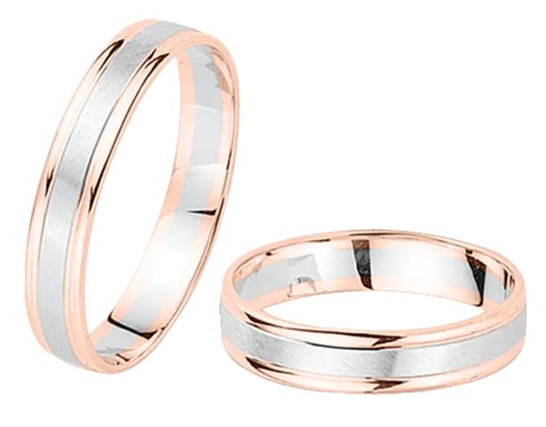 Product image 1 of the product “Wedding Ring “With Matte Stripe” in 585 Two-Tone Gold, Width 4.0 mm ”
