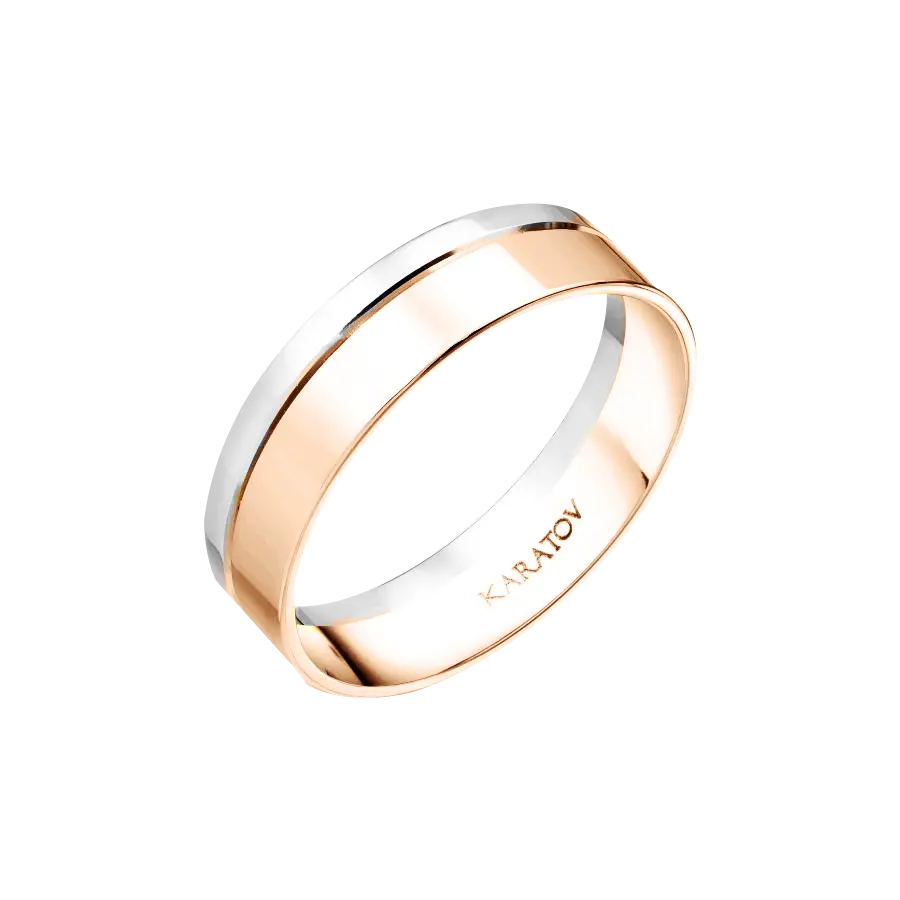 Product image 1 of the product “Wedding Ring “Flat Two-Tone” in 585 Two-Tone Gold, Width 4.5 mm ”