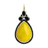 Product image 1 of the product “Pendant “Amber Drop with Black Stones” in Gold-Plated 925 Sterling Silver with Cubic Zirconia and Amber ”