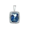 Product image 1 of the product “Pendant “Cushion Stone in Stone Halo” in 925 Sterling Silver with Cubic Zirconia and Topaz ”