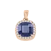 Product image 1 of the product “Pendant “Cushion Stone with Stone Halo” in Gold-Plated Metal with Cubic Zirconia and Synthetic Sapphire ”