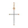 Product image 1 of the product “Pendant “Cross with Stones” in 585 Rose Gold with Cubic Zirconia, Height 30 mm ”