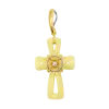 Product image 1 of the product “Pendant “Cross with Ship's Wheel” in Gold-Plated 925 Sterling Silver with Cubic Zirconia and Amber, Height 58 mm ”