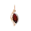 Product image 1 of the product “Pendant “Navette with Stone Row” in 585 Rose Gold with Cubic Zirconia and Garnet ”