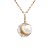 Product image 1 of the product “Pendant “Pearl in Crescent” in 585 Rose Gold with Cubic Zirconia and Pearls ”