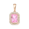 Product image 1 of the product “Pendant “Rectangle with Pink Stone” in 585 Rose Gold with Cubic Zirconia ”