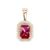Product image 1 of the product “Pendant “Red Stone in Double Halo” in 585 Rose Gold with Cubic Zirconia ”