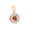 Product image 1 of the product “Pendant “Round with Stone Halo” in 585 Rose Gold with Cubic Zirconia and Garnet ”