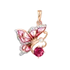 Product image 1 of the product “Pendant “Butterfly with Enamel” in 585 Two-Tone Gold with Rhodolite ”