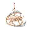 Product image 1 of the product “Zodiac Sign Pendant Taurus in 585 Rose Gold with Cubic Zirconia, Height 24 mm ”