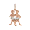 Product image 1 of the product “Zodiac Sign Pendant Gemini in 585 Rose Gold with Cubic Zirconia, Height 24 mm ”