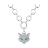 Artikelbild 1 des Artikels “Collier „Katzenkopf mit grünen Augen“ aus 925 Silber mit Zirkonia “