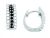 Product image 1 of the product “Hoop Earrings “With Three-Row Setting” in 925 Sterling Silver with Cubic Zirconia, Height 14 mm ”