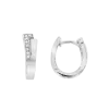 Product image 1 of the product “Hoop Earrings “Matte Stepped Oval” in 925 Sterling Silver with Cubic Zirconia ”