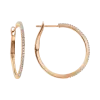 Product image 1 of the product “Hoop Earrings “Oval Hoops with Row of Stones” in 585 Rose Gold with Cubic Zirconia ”