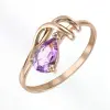 Artikelbild 1 des Artikels “Damenring „Amethysttropfen geschwungen“ aus 585 Rotgold mit Amethyst “