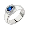 Product image 1 of the product “Women's Ring “Band Ring with Stone Halo” in 925 Sterling Silver with Cubic Zirconia and Sapphire ”