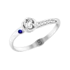 Product image 1 of the product “Women's Ring “Flower with Blue Stone” in 585 White Gold with Cubic Zirconia ”