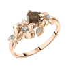Artikelbild 1 des Artikels “Damenring „Blüten mit Blättern“ aus 585 Rotgold mit Zirkonia und Rauchtopas “