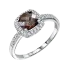 Product image 1 of the product “Women's Ring “Brown Cushion Stone with Stone Halo” in 925 Sterling Silver with Cubic Zirconia ”