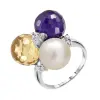 Product image 1 of the product “Women's Ring “Coloured Beads with Pearl” in 925 Sterling Silver with Cubic Zirconia and Pearls ”