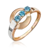 Product image 1 of the product “Women's Ring “Three Stones with Arch” in 585 Two-Tone Gold with Topaz ”