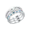 Artikelbild 1 des Artikels “Damenring „Dreier-Set mit Emaille und Perle“ aus 925 Silber mit Perlen “