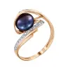 Artikelbild 1 des Artikels “Damenring „Dunkle Perle mit Schwung“ aus 585 Rotgold mit Zirkonia und Perlen “