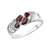 Product image 1 of the product “Women's Ring “Garnets in Wave Shape” in 925 Sterling Silver with Cubic Zirconia and Garnet ”