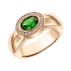 Product image 1 of the product “Women's Ring “Green Oval with Stone Halo” in 585 Rose Gold with Cubic Zirconia ”