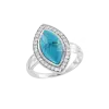 Product image 1 of the product “Women's Ring “Navette in Stone Halo” in 925 Sterling Silver with Cubic Zirconia and Turquoise ”