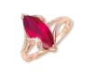 Product image 1 of the product “Women's Ring “Navette with Open Shank” in 585 Rose Gold with Cubic Zirconia and Synthetic Ruby ”