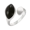 Artikelbild 1 des Artikels “Damenring „Offen mit schwarzer Navette“ aus 925 Silber mit Achat “