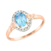 Artikelbild 1 des Artikels “Damenring „Oval im Steinkranz“ aus 585 Rotgold mit Zirkonia und Topas “