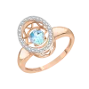 Artikelbild 1 des Artikels “Damenring „Oval im Steinkranz mit Ornament“ aus 585 Rotgold mit Zirkonia und Topas “