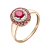 Artikelbild 1 des Artikels “Damenring „Oval mit Doppelkranz“ aus 585 Rotgold mit Brillanten und Rubin (synthetisch) “