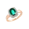 Artikelbild 1 des Artikels “Damenring „Oval mit eckigem Steinkranz“ aus 585 Rotgold mit Brillanten und Smaragd (synthetisch) “