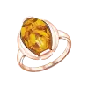 Product image 1 of the product “Women's Ring “Oval with Half Frame” in Gold-Plated 925 Sterling Silver with Amber ”