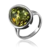 Product image 1 of the product “Women's Ring “Oval with Frame” in 925 Sterling Silver with Amber ”
