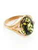 Изображение 1 товара «Женское кольцо «Овал с изгибом» из позолоченного серебра 925 пробы с янтарём »